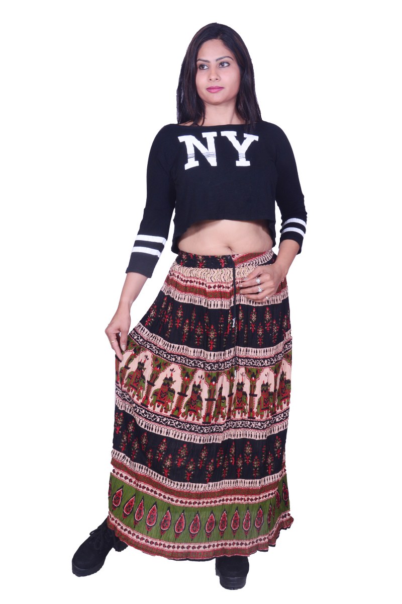 Cotton Mix Rayon Long Printed Skirts, Size: Free at Rs 110/piece in Jaipur-as247.edu.vn