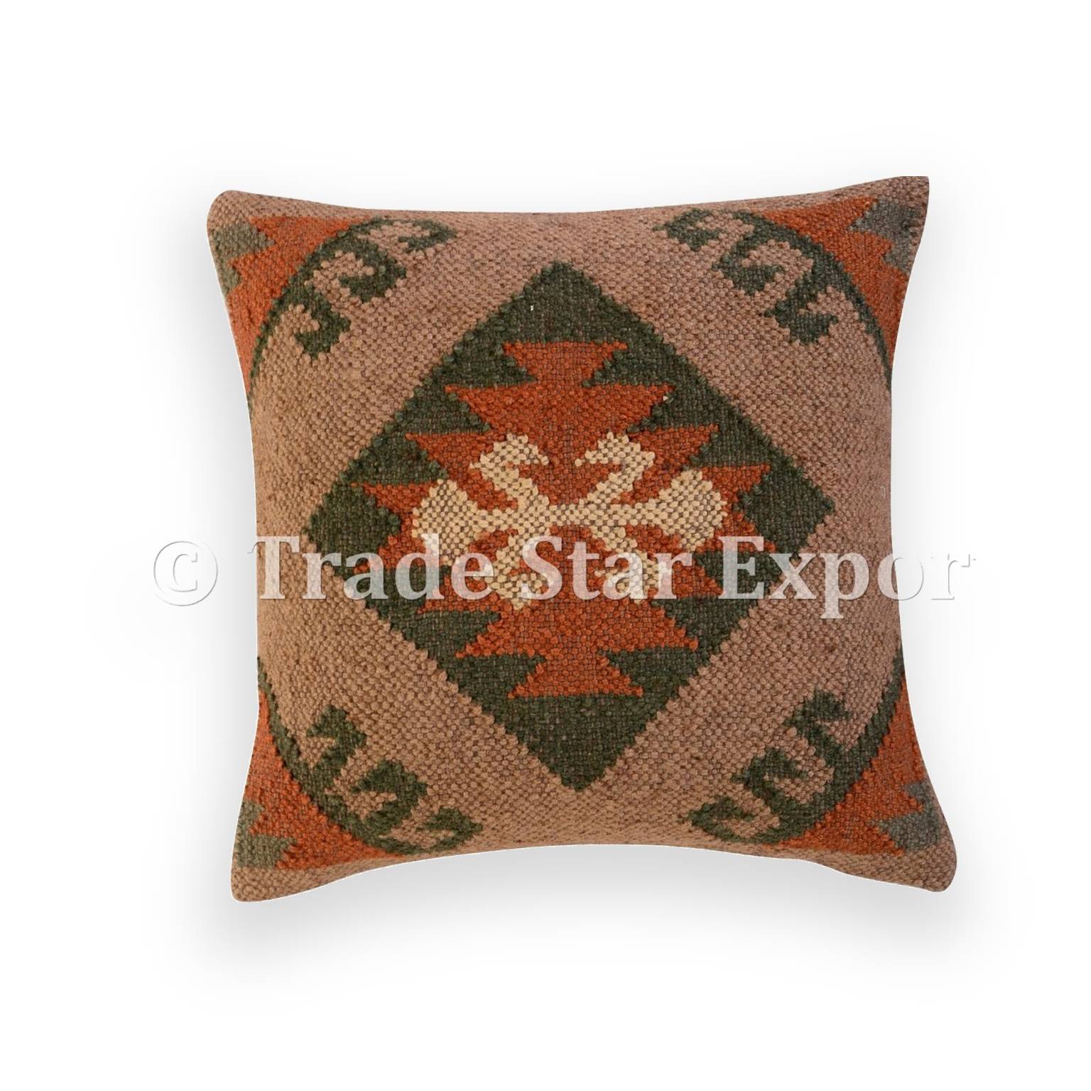Large Kilim Cushion Cover Tribal Vintage Jute Pillow Case Boho Handmade Decor 
