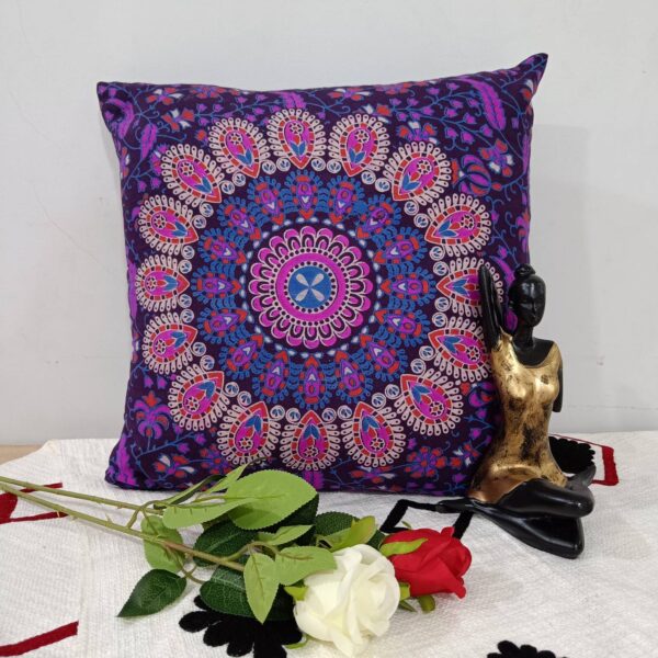 Square Mandala Cotton Cushion Cover 16x16 Floral Pillow Cover