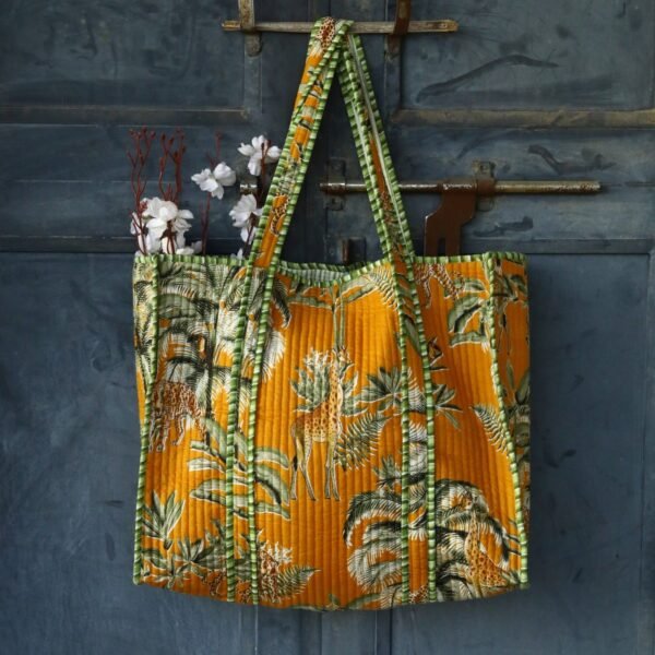 Tiger Safari Printed Cotton Quilted Tote Bags