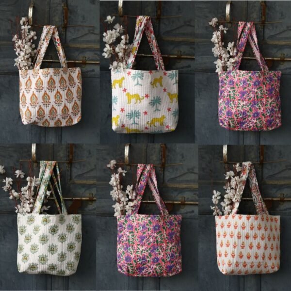 Durable and Stylish Cotton Quilted Grocery Hand Bag For Daily Use